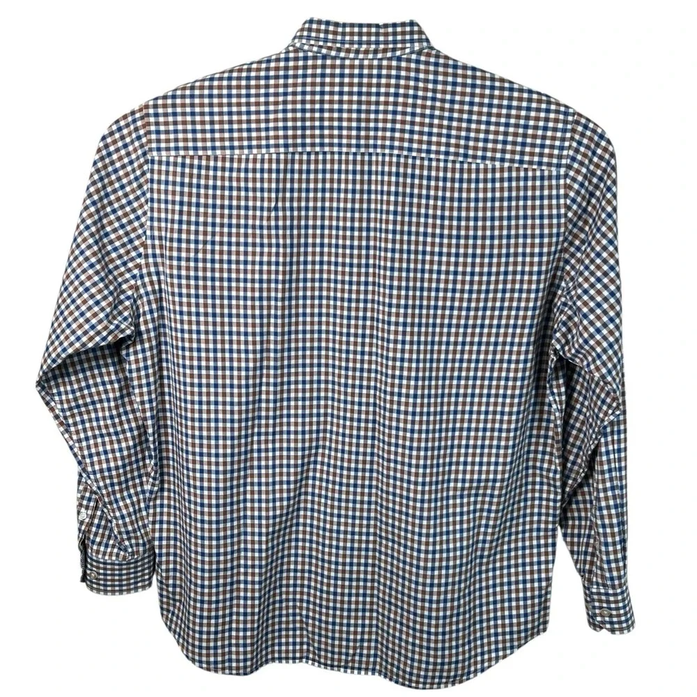 Johnston & Murphy Mens XL Multicolor Plaid Long Sleeve Flip Cuff Button Up Shirt